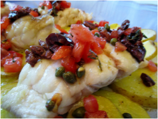 Baked Grouper with Tomato-Olive Sauce