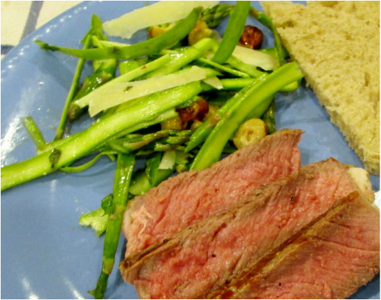 Shaved Asparagus and Mint Salad with Grilled Steak