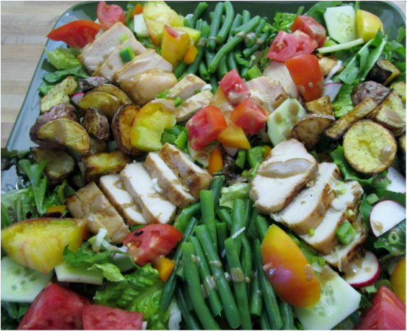 Farmers Market Salad with Grilled Chicken Breasts