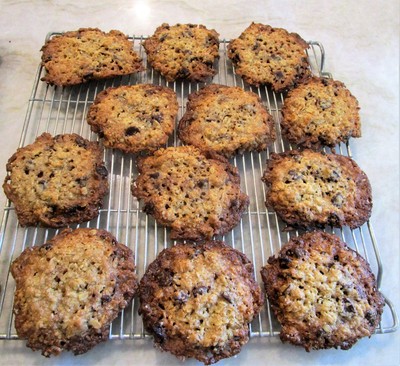 Gluten Free Oatmeal Chocolate Chip Cookies - on the cooling rack