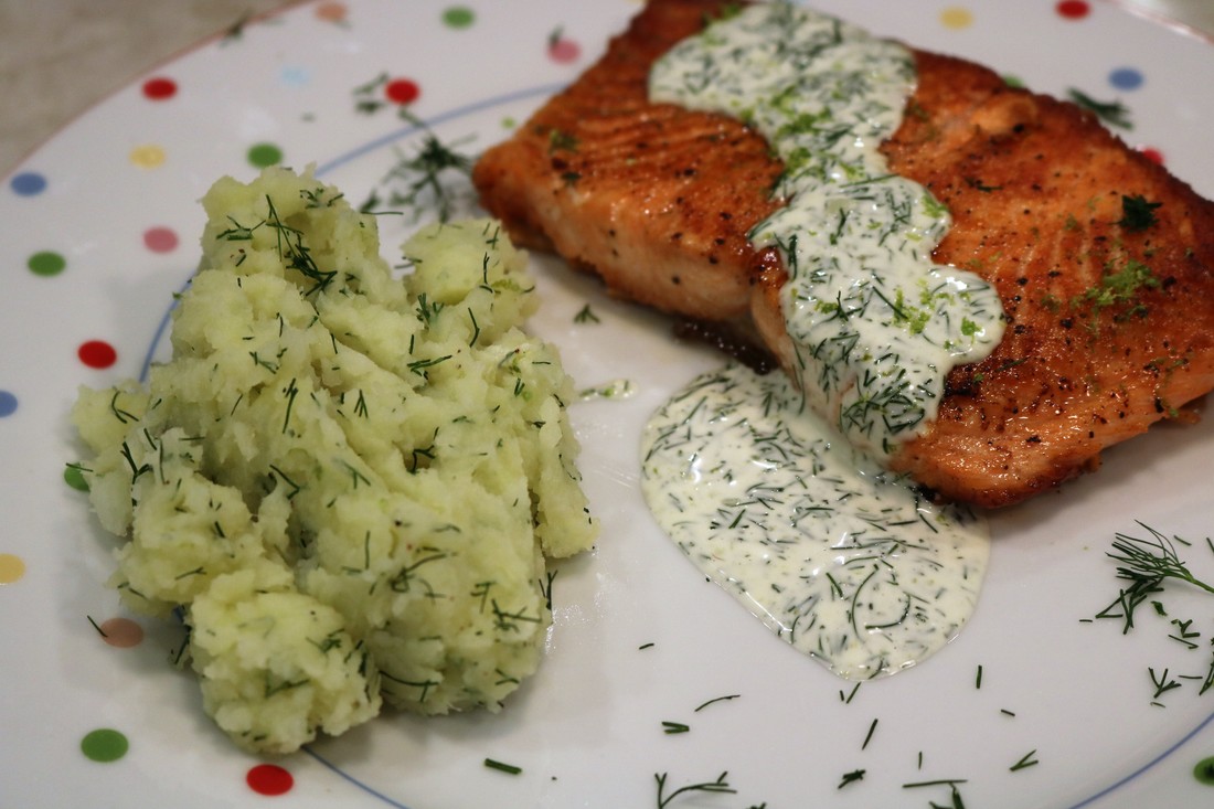 Pan-seared Fjord Trout with Creamy Lime-Dill Sauce