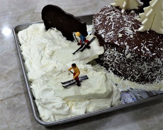 Chocolate Layer Cake in a Ski-Scape