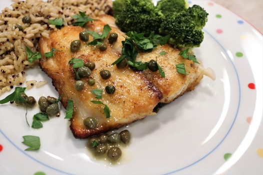 Pan-Seared Meagre with Lemon-Caper Sauce