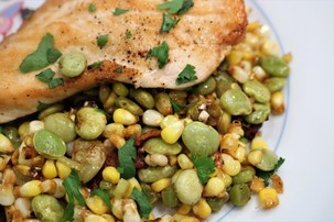 Pan-Seared Chicken Cutlets with Summer Corn Succotash