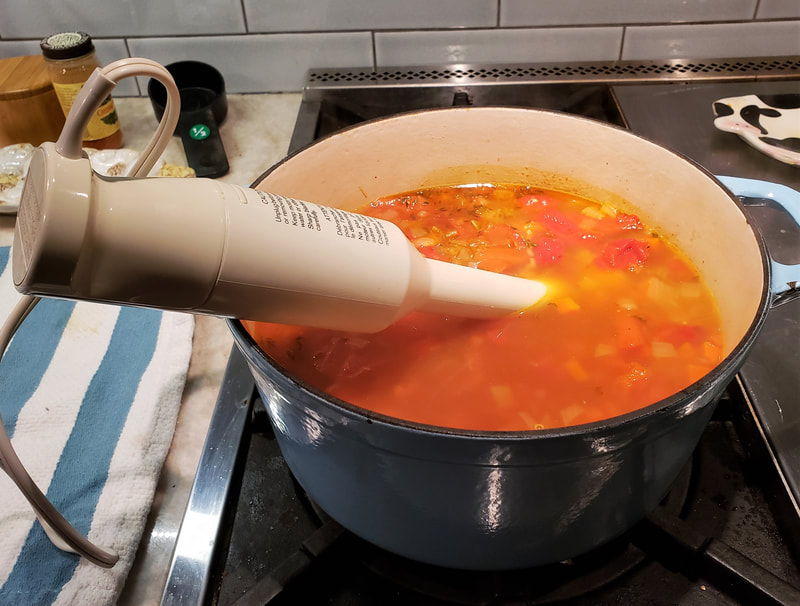 Roasted Red Pepper Soup, use immersion blender