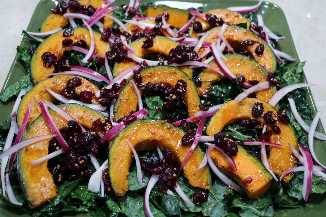 Roasted Squash and Kale Salad with Cranberries