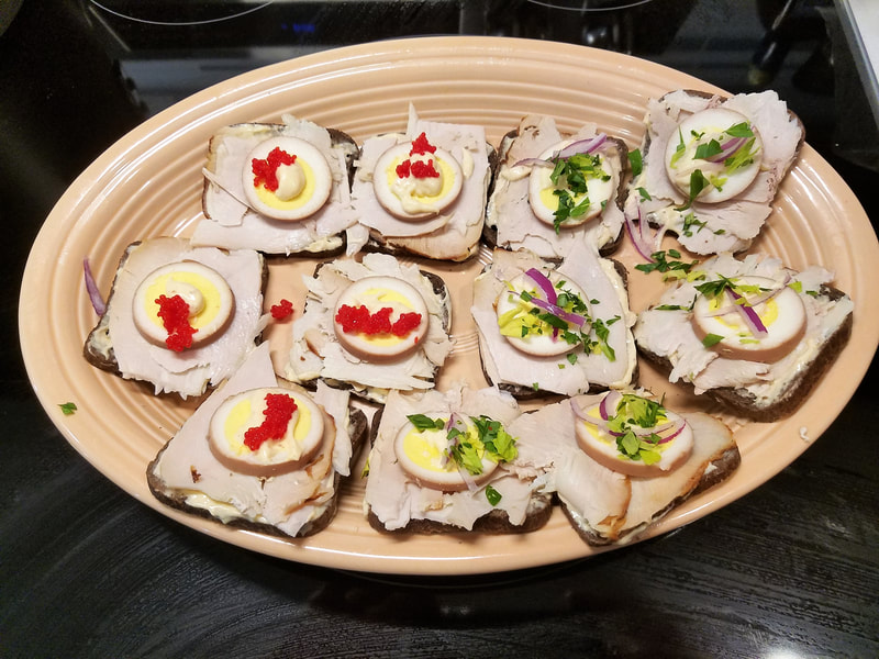 Pickled Egg Canapes with Fish Roe