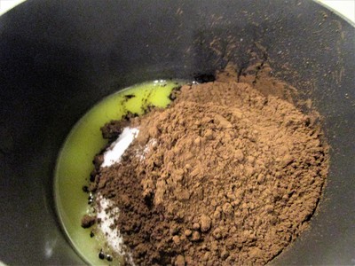 Mixing the brownie batter - step 1