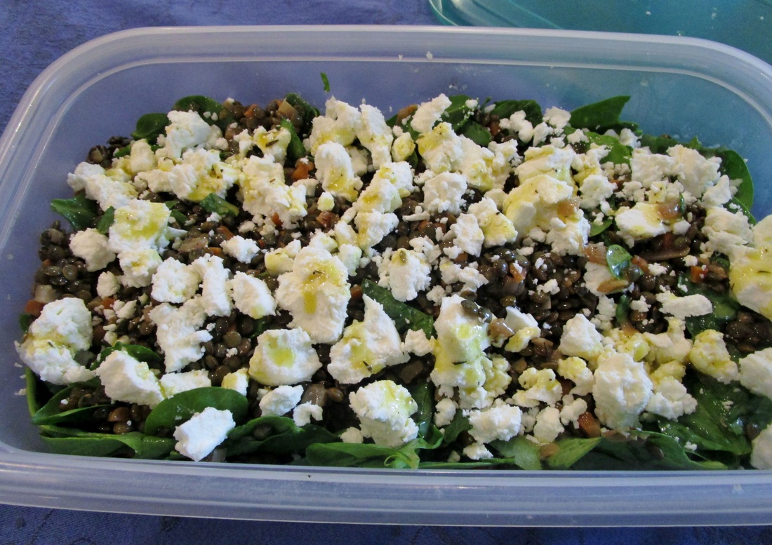 Lentil, Goat Cheese & Spinach Salad