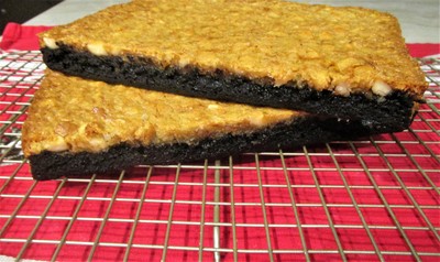 Cross-section of Macadamia Double-Decker Brownies