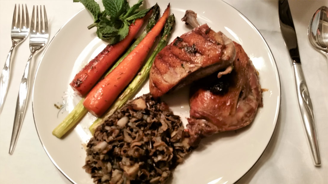 Sous-vide Duck Breast and Legs, Sous-vide Vegetables, Wild Rice Salad