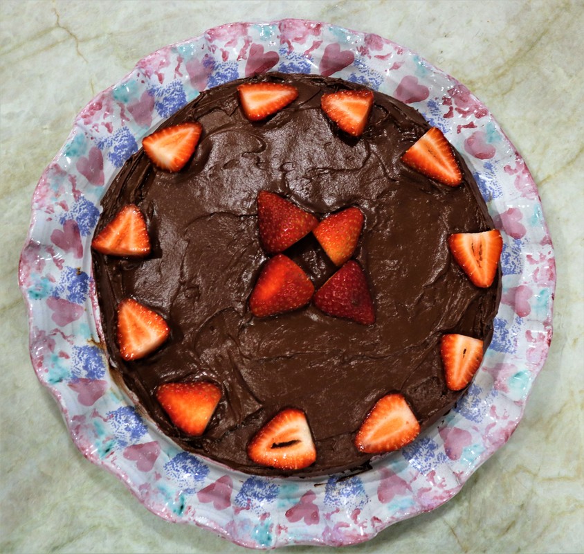 Strawberry Cake with Chocolate Frosting