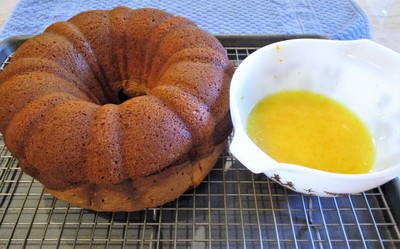 Harvey Wallbanger Bundt Cake - Poke holes in cake for glaze