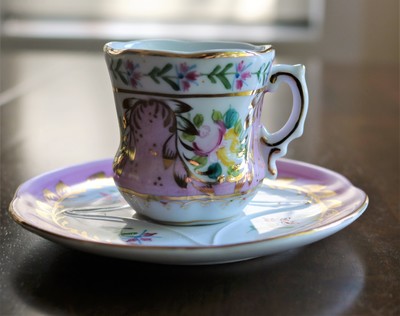 Pink Limoges Small Tea Cup and Saucer