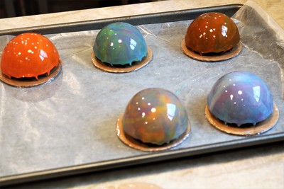 Galaxy Chocolate Mousse Cakes with Mirror Glaze