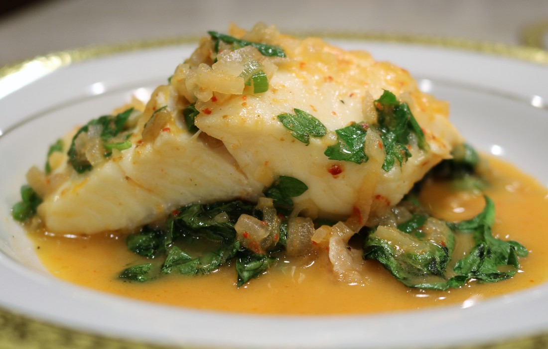 Thai Style Halibut with Curry-Coconut Broth