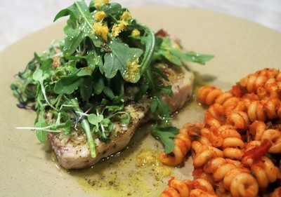 Sicilian Grilled Swordfish with Greens