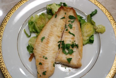 Petrale Sole with Lemon-Shallot Brussels Sprouts