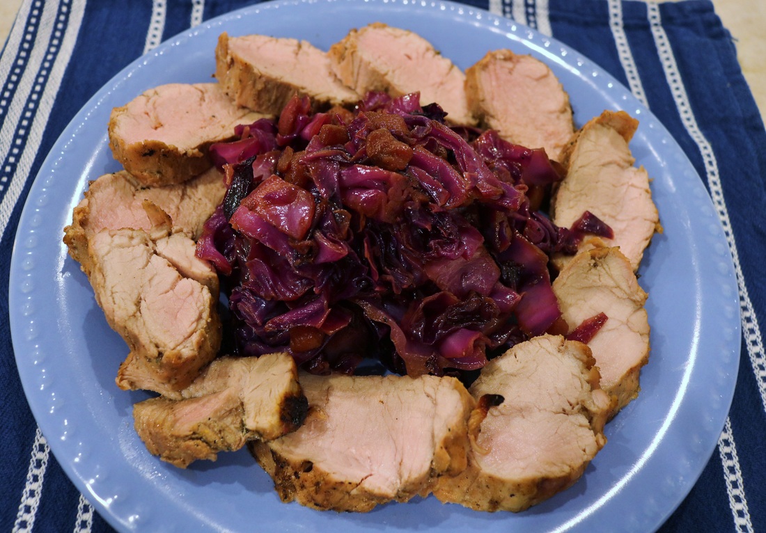Marinated Pork Tenderloin with Sauteed Cabbage and Apples