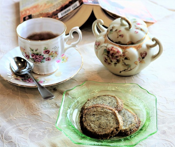Vintage tea service and Earl Grey Tea Cookies