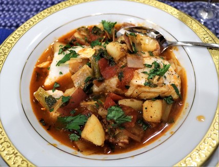 Cod Stew with Chorizo, Leeks and Potatoes