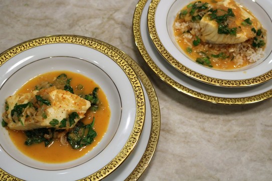 Thai Style Halibut with Coconut-Curry Broth