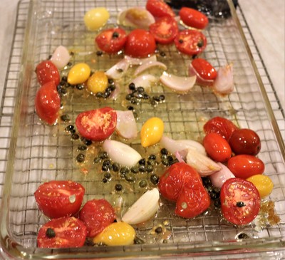 Baked Fish Fillets with Cherry Tomatoes and Capers