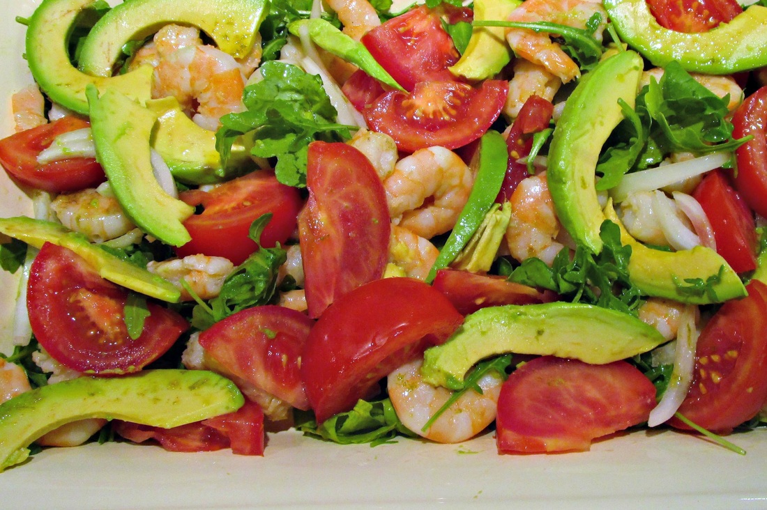 Grilled Shrimp Salad with Avocado and Tomato
